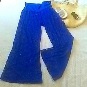 La Vie En Rose Blue Crochet Wide Leg Swim Pants XL